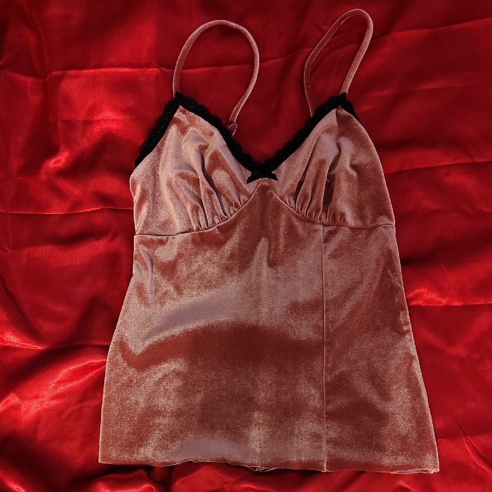 Forever 21 Velvet Blush Lace-Trim Camisole